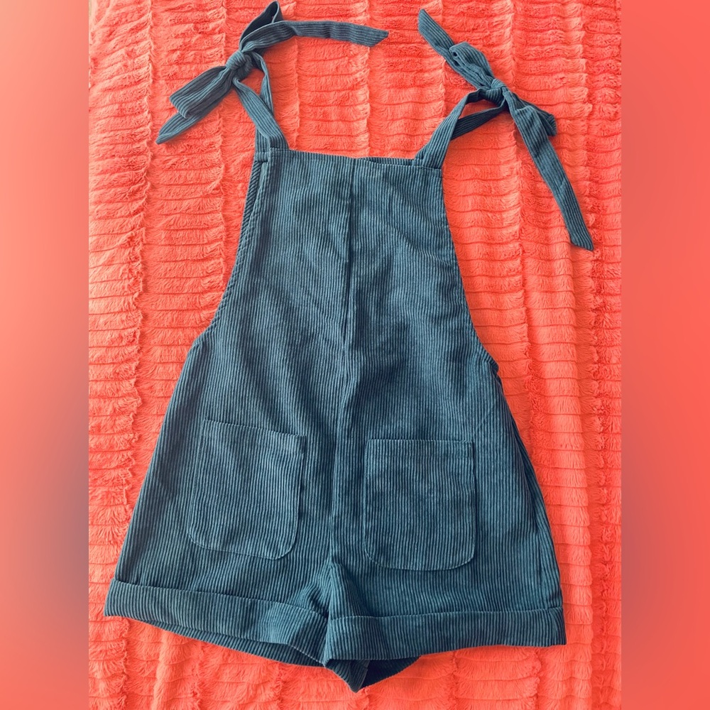 SHEIN Teal Corduroy Overalls - Picture 1 of 6